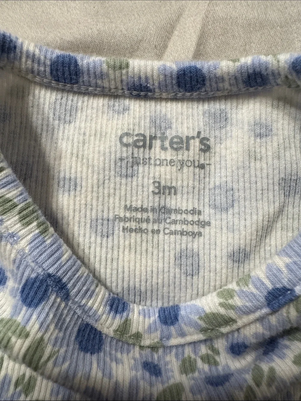 Carter's Light Blue Floral & Solid Tank Top Set